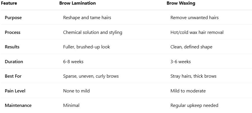 Brow Lamination vs Brow Waxing: Key Differences