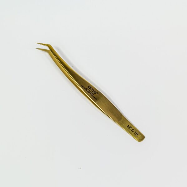 VETUS EYELASH EXTENSION TWEEZERS GOLD CURVED - Image 3