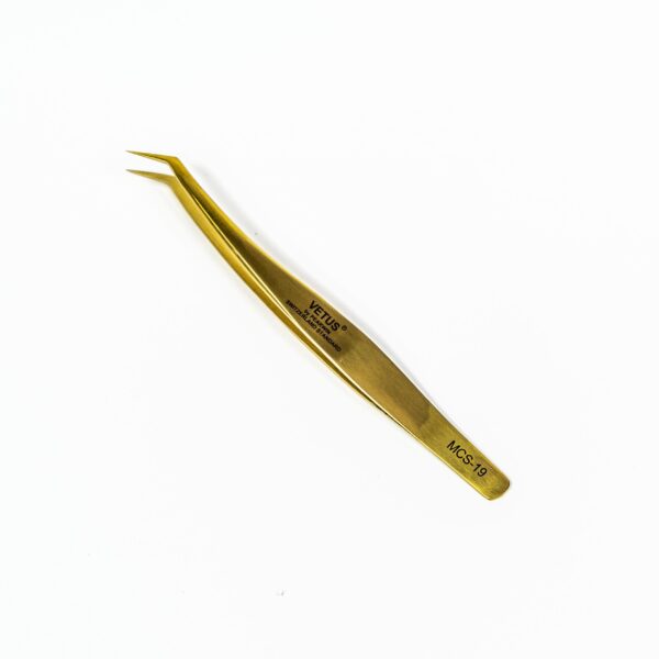 VETUS EYELASH EXTENSION TWEEZERS GOLD CURVED