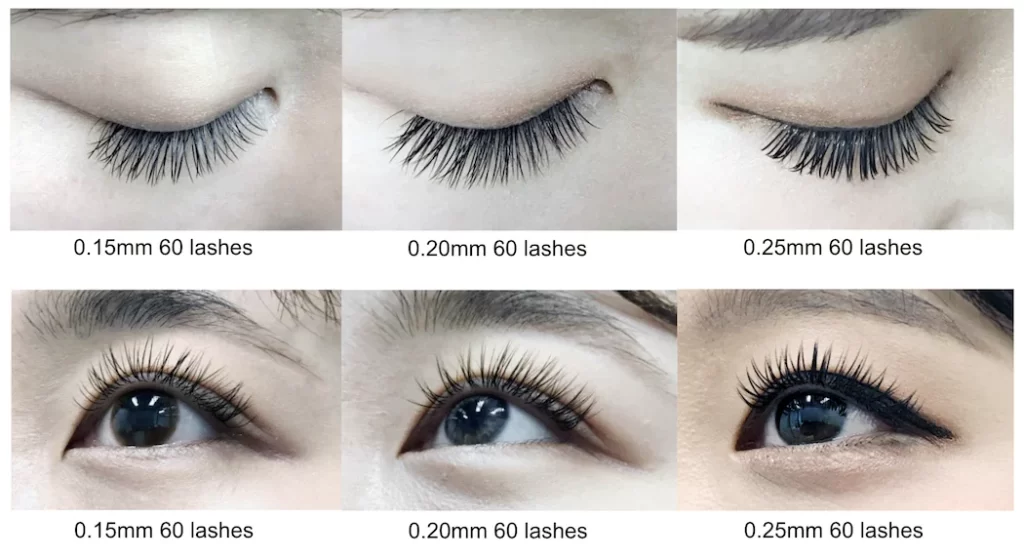 Lash Extension Comparison Chart